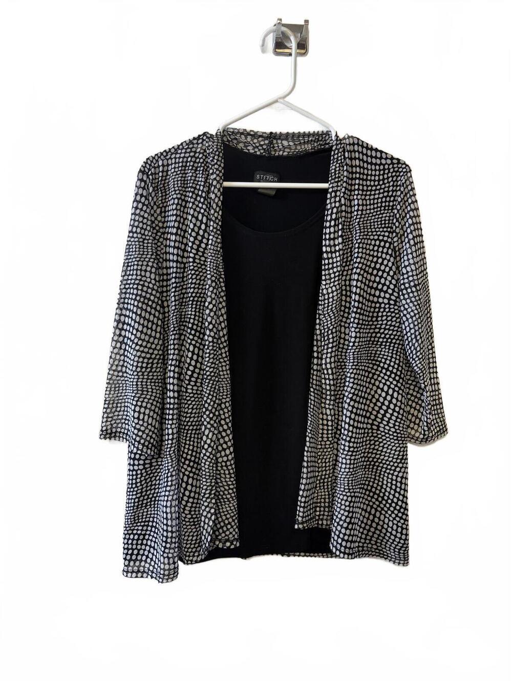 Stitch Collection Black and White Patterned Cardigan Size 1X